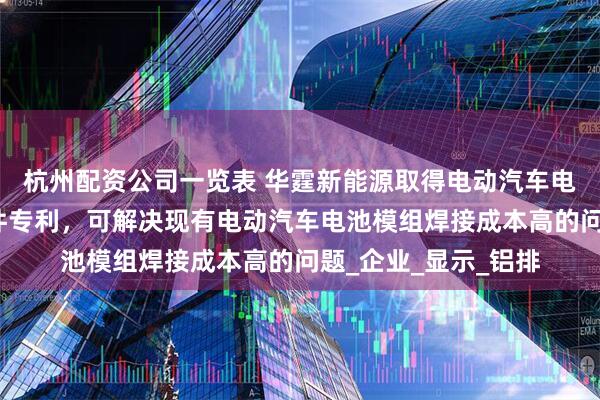 杭州配资公司一览表 华霆新能源取得电动汽车电池模组高效焊接组件专利，可解决现有电动汽车电池模组焊接成本高的问题_企业_显示_铝排